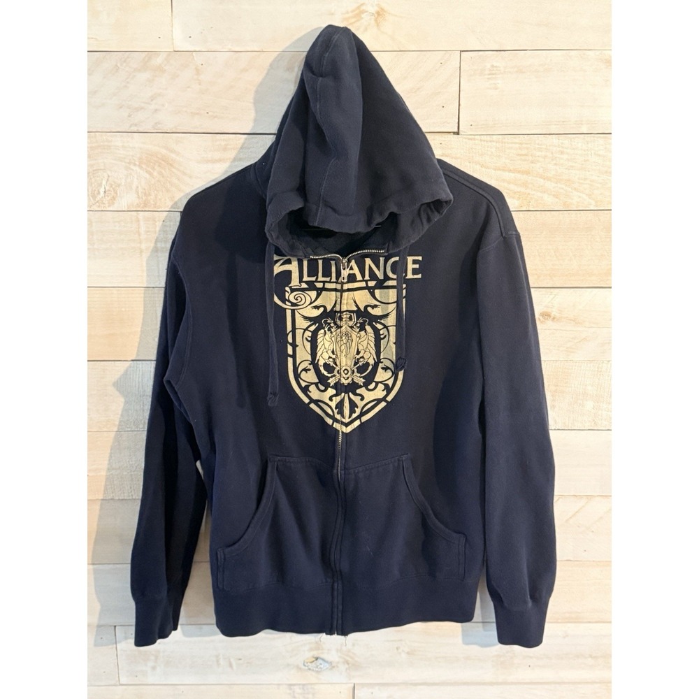 Jinx Blizzard World Of Warcraft Alliance Black Hoodie Fleece Zip Jacket Size M